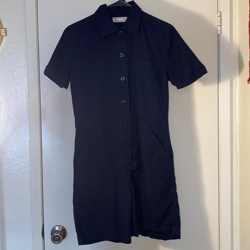 Everlane Cotton Weave Romper in Dark Navy, size 2